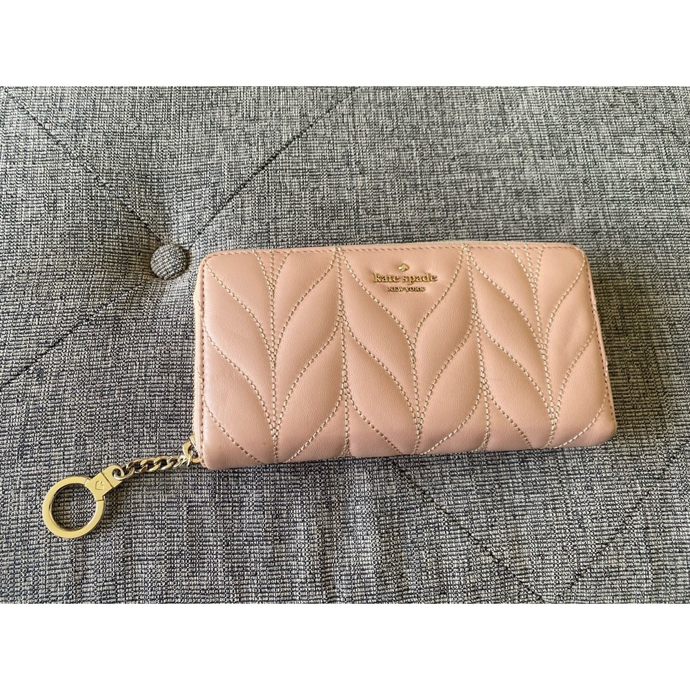 Kate Spade New York Neda Briar Lane Quilted Accordion Blush Pink Zip Wallet